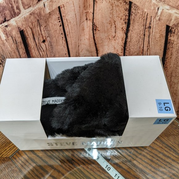Steve Madden Criss Cross Slippers BLACK Size Large 9-10 NEW in BOX - Picture 3 of 11
